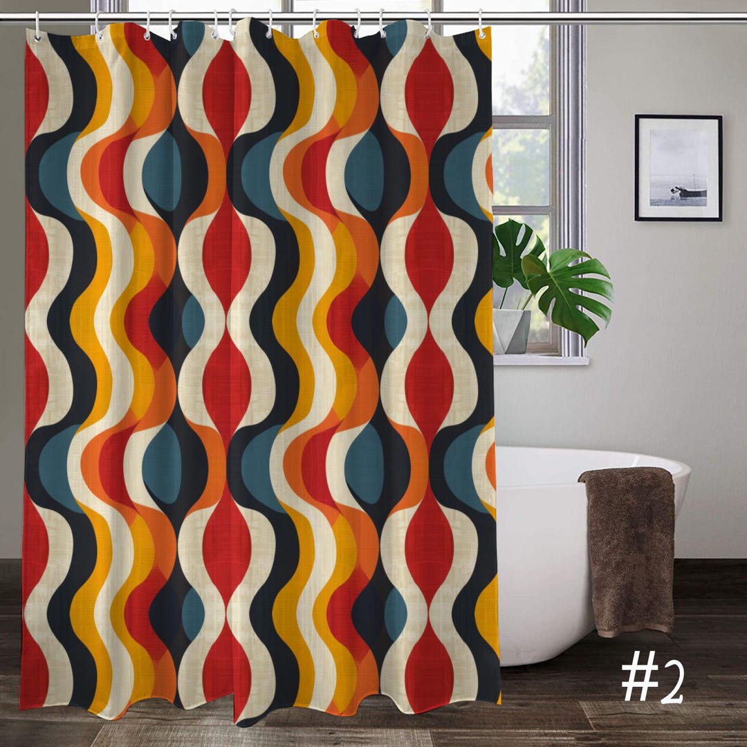 Retro Shower Curtains,midcentury Shower Curtain Designs,retro Designs