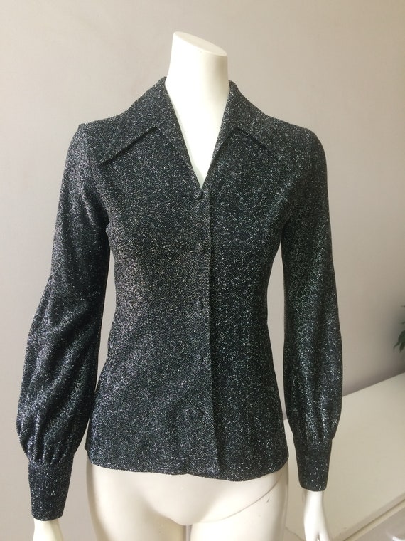 Original Vintage 60s Lurex Top Blouse , Retro Top