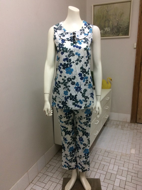 Original Vintage 60s Pant Suit Set , 60s Top & Pan