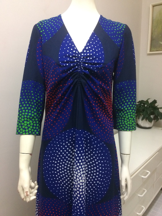 Original Vintage 60s 70s Dress , Psychedelic Maxi