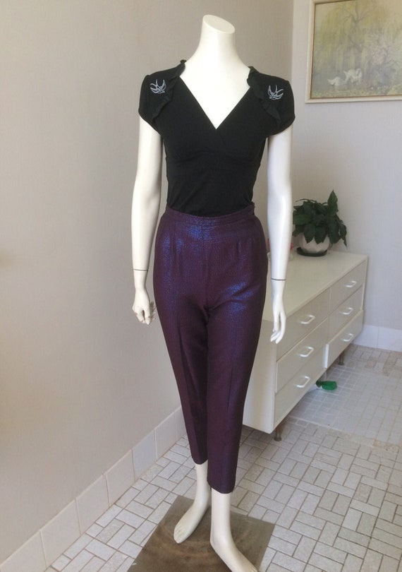 Original Vintage 50s 60s High Waisted Lurex Cigare