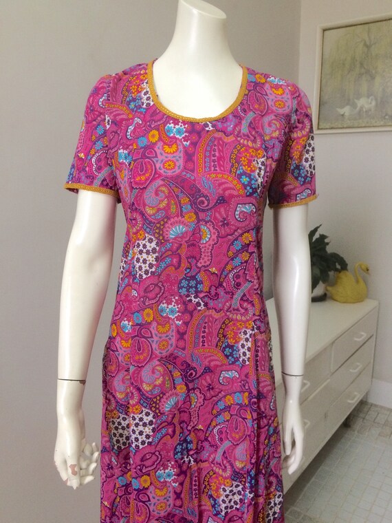 Original Vintage 60s 70s Dress Maxi , XS Size , Bo