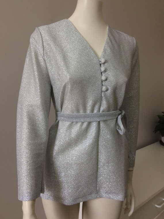Original Vintage 60s Lurex Top Blouse , Retro Top