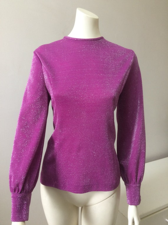 Original Vintage 60s 70s Lurex Top Blouse , Large