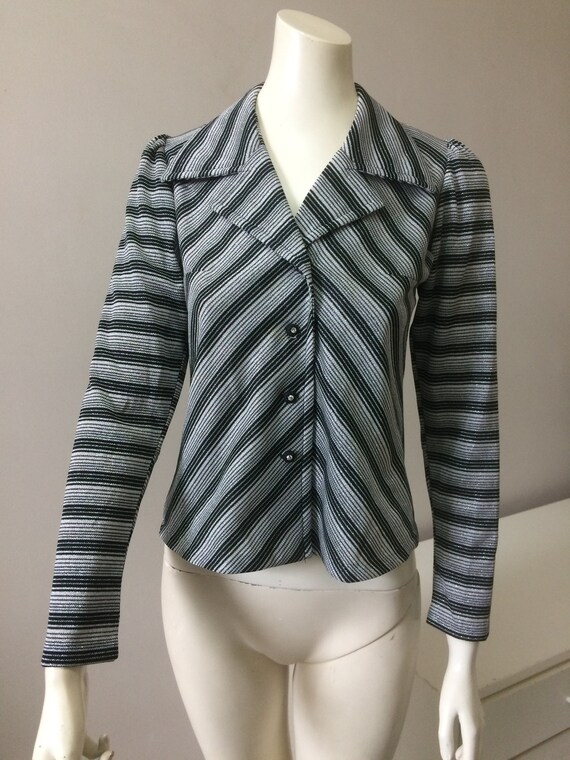 Original Vintage 70s Lurex Top Blouse , Chevron St