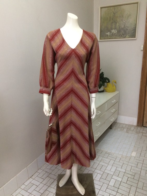 Original Vintage 60s Lurex Dress & Purse , Maxi, C