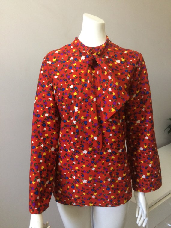 Original Vintage 60s Orange Top XL Floral ,Pussy B