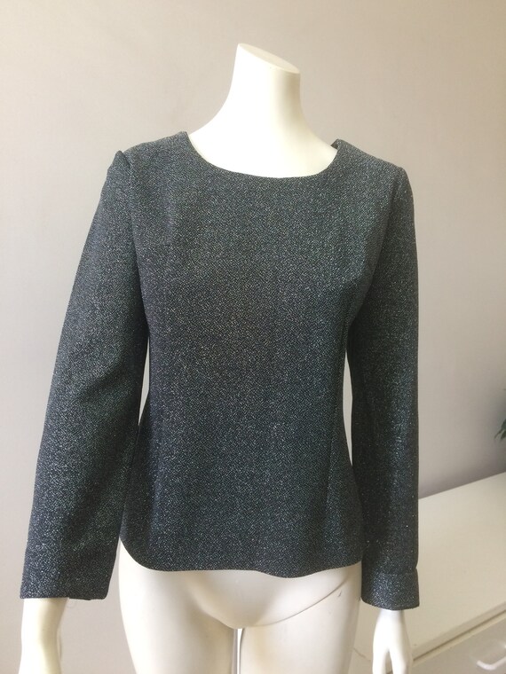 Original Vintage 60s Lurex Top Blouse , Retro Top