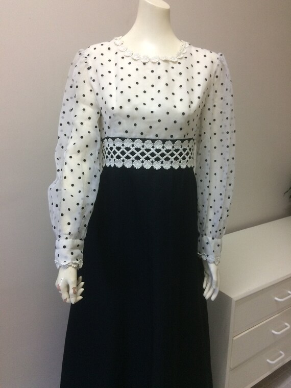 Original Vintage 60s Dress ,Polka Dots Maxi Dress