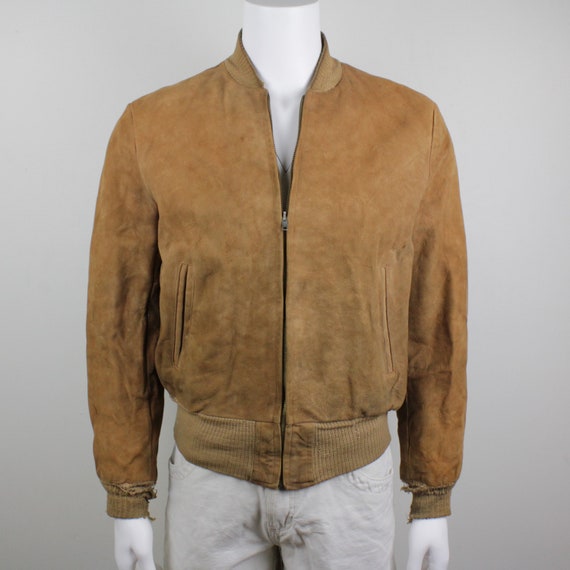 50's Penneys Suede Leather Bomber Jacket Men's 42