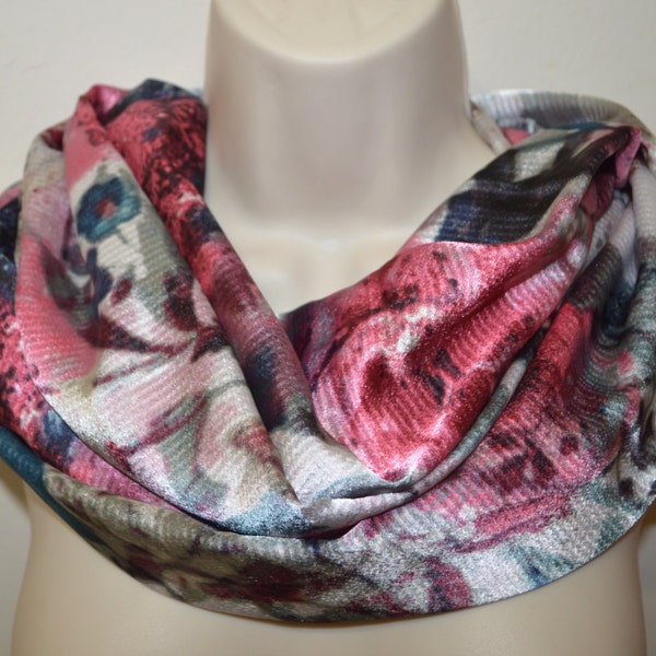 Multicolor roses print infinity scarf, multicolored infinity loop, women loop, women scarf, spring/summer/fall scarf, girl eternity scarf