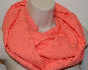 SALE, Coral infinity scarf, coral scarf, women scarf, infinity loop, spring/summer/fall infinity scarf, lightweight scarf,