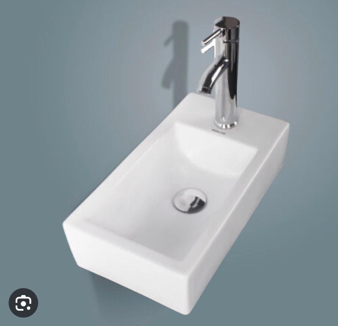 19 Small Bathroom White Ceramic Sink Set With Faucet, Pop Up, P-trap ...