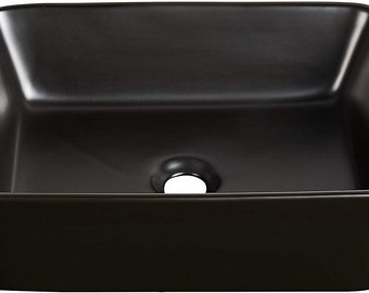 Black Ceramic Rectangular Vessel Sink (20 inch)
