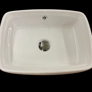 17.5" White Ceramic Rectangular Vessel Above Counter Sink with overflow