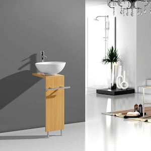 Modern Pedestal Bathroom Vanities White Ceramic Bowl Vessel Sink Faucet Combo