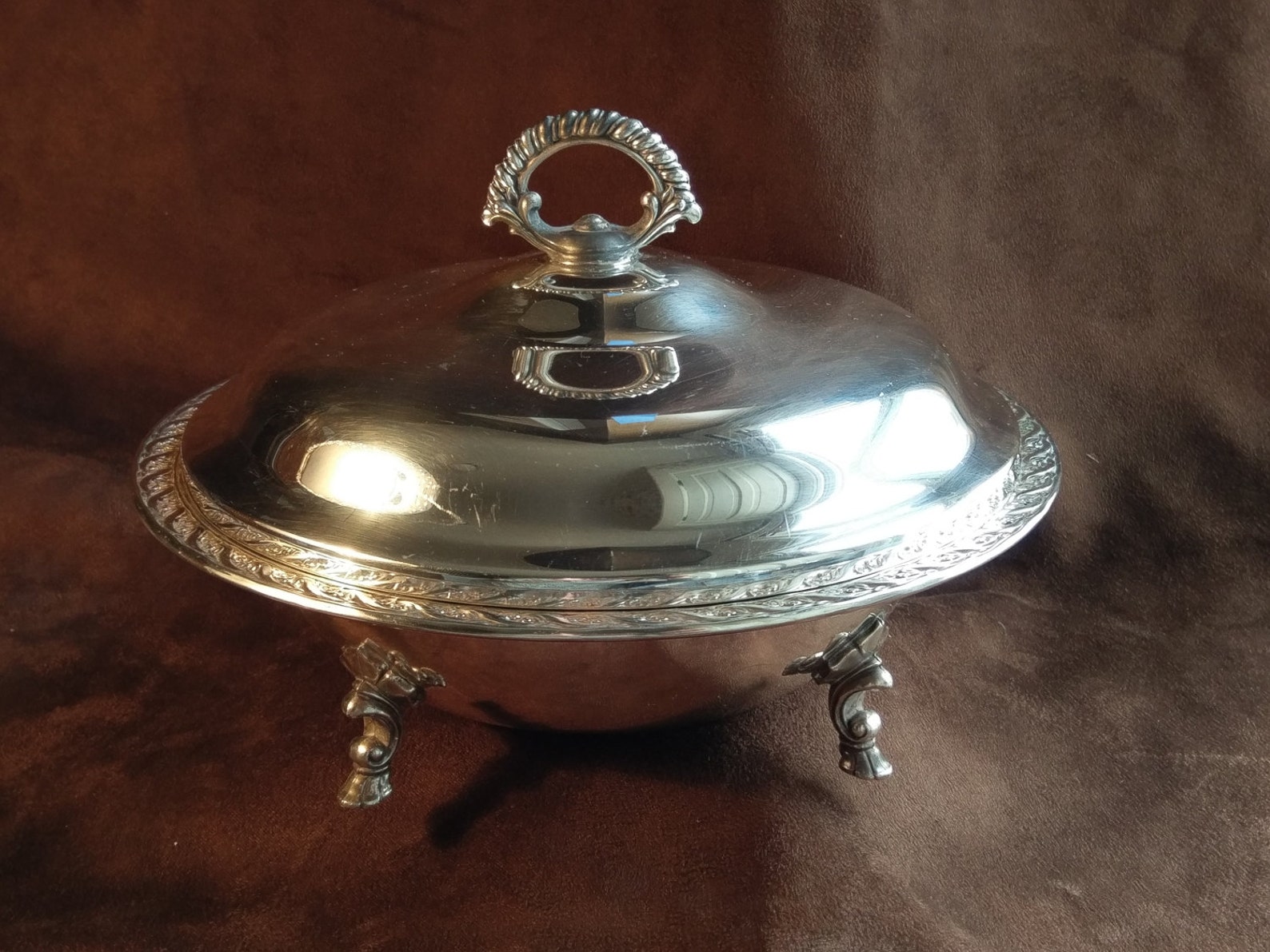 Silverplate covered serving dish chafing dish covered Etsy