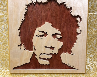 Jimi Hendrix Wooden Portrait