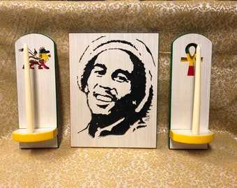 Bob Marley 3pc Wooden Portrait