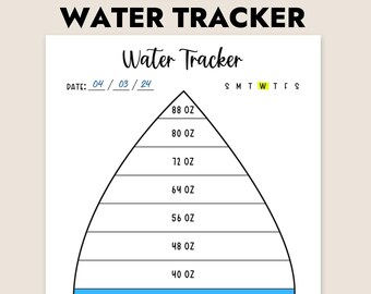 Water Tracker Monthly Printable Planner Journal Page Daily Tracker Monthly Tracker Water Log Health Tracker Digital