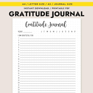 Diário de gratidão para impressão, diário mensal, registro de atenção plena, formato A4, A5, carta, PDF, download instantâneo, planejador