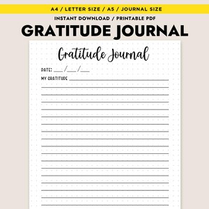 Dankbarkeit Journal Druckbare tägliche Achtsamkeit Log A4 A5 Letter PDF Instant Download Planer Sheet