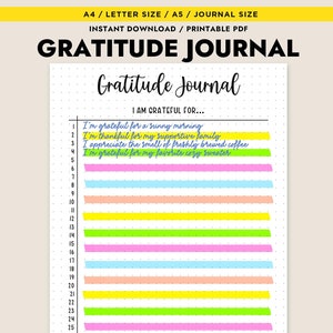 Dankbarkeit Journal Affirmation Tracker Printable Journal Seite Dankbarkeit Tracker Mentales Wellness Journal Digitaler Sofort Download