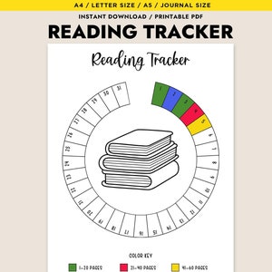Rastreador de lectura diario Página de diario imprimible Planificador Registro de lectura de libros Página de seguimiento de hábitos diarios Lista de libros digitales para leer
