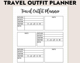 Printable Travel Outfit Planner Packing List Digital Download