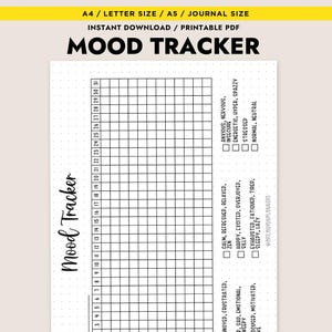Jaar in pixels Mood Tracker Afdrukbare grafiek met jaarlijkse gevoelens Dagboek geestelijke gezondheid A4 A5