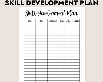 Fertigkeitsentwicklungsplan Printable Zieltracker Selbstverbesserung Lernplaner Sofortiger Download PDF A4 A5
