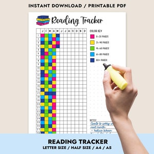 Diario imprimible de seguimiento de lectura Planificador de páginas Registro de lectura de libros Página de seguimiento de hábitos diarios Lista de libros digitales para leer