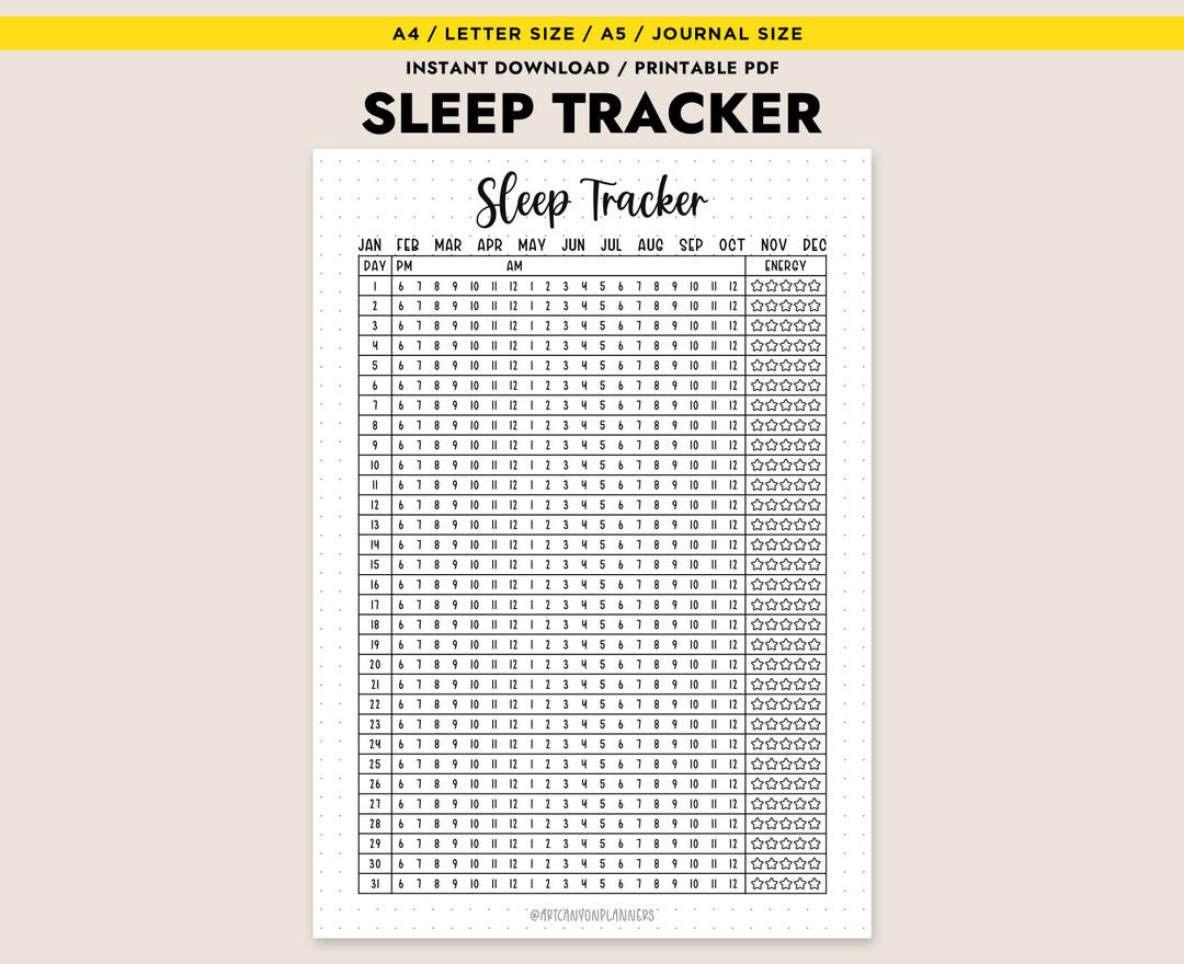 Sleep Tracker Printable PDF Workout Exercises Digital Printable Monthly ...