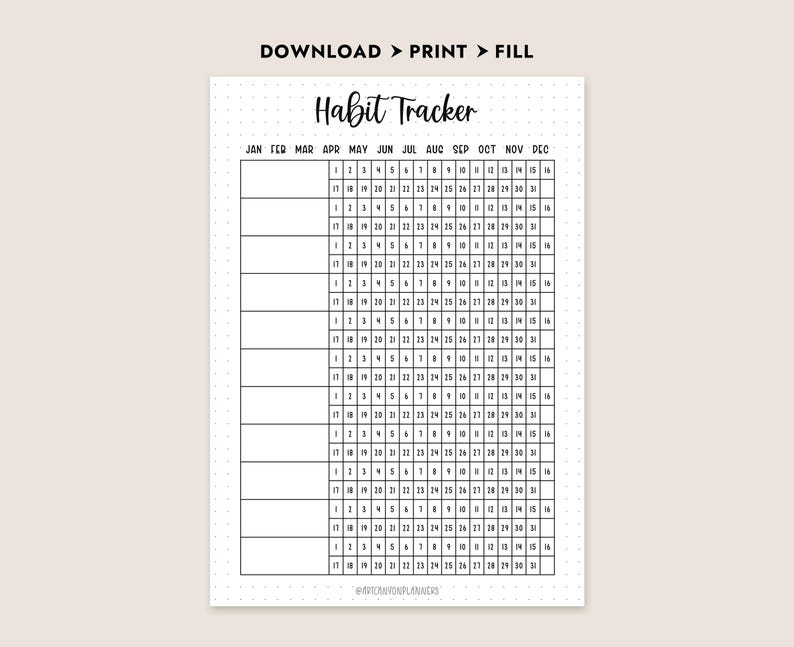 Habit Tracker Printable Instant Download A4 Letter A5 Journal PDF Goal ...