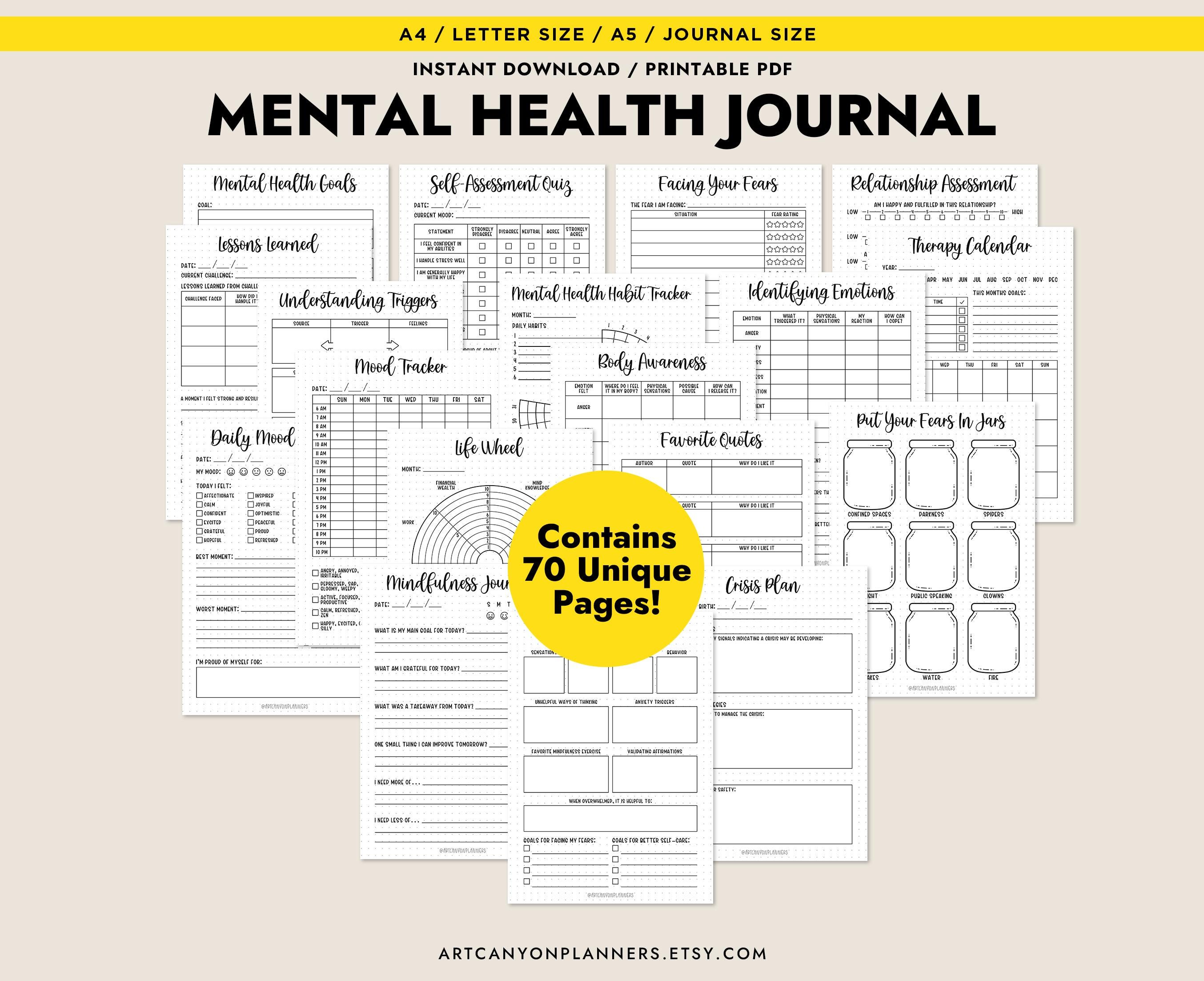 Ultimate Mental Health & Self-care Planner Bullet Journal Bundle ...