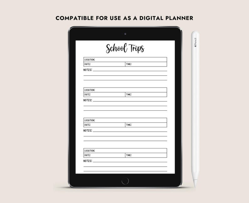 School Field Trip Planner Printable PDF Student Excursion Log Tracker ...