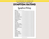 Symptom Rating Tracker Printable Daily Health Log Menopause Perimenopause PMS PCOS Tracker A4 Letter A5 Journal Inserts Instant Download