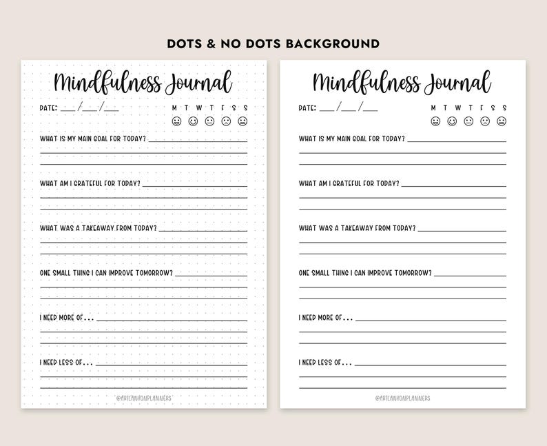 Mindfulness Journal Printable Daily Planner A4 A5 Letter Half Instant Download Mindfulness ...