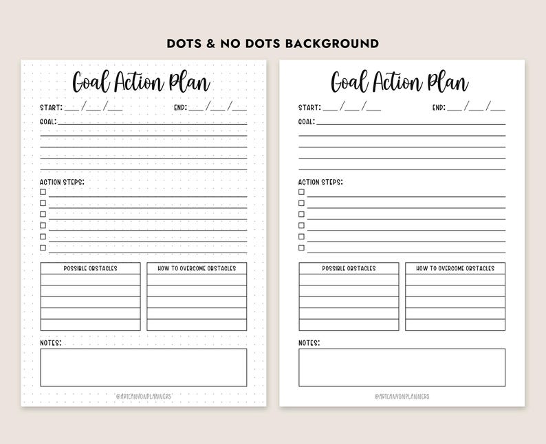 Goal Action Plan Printable PDF Daily Weekly Monthly Planner Template ...