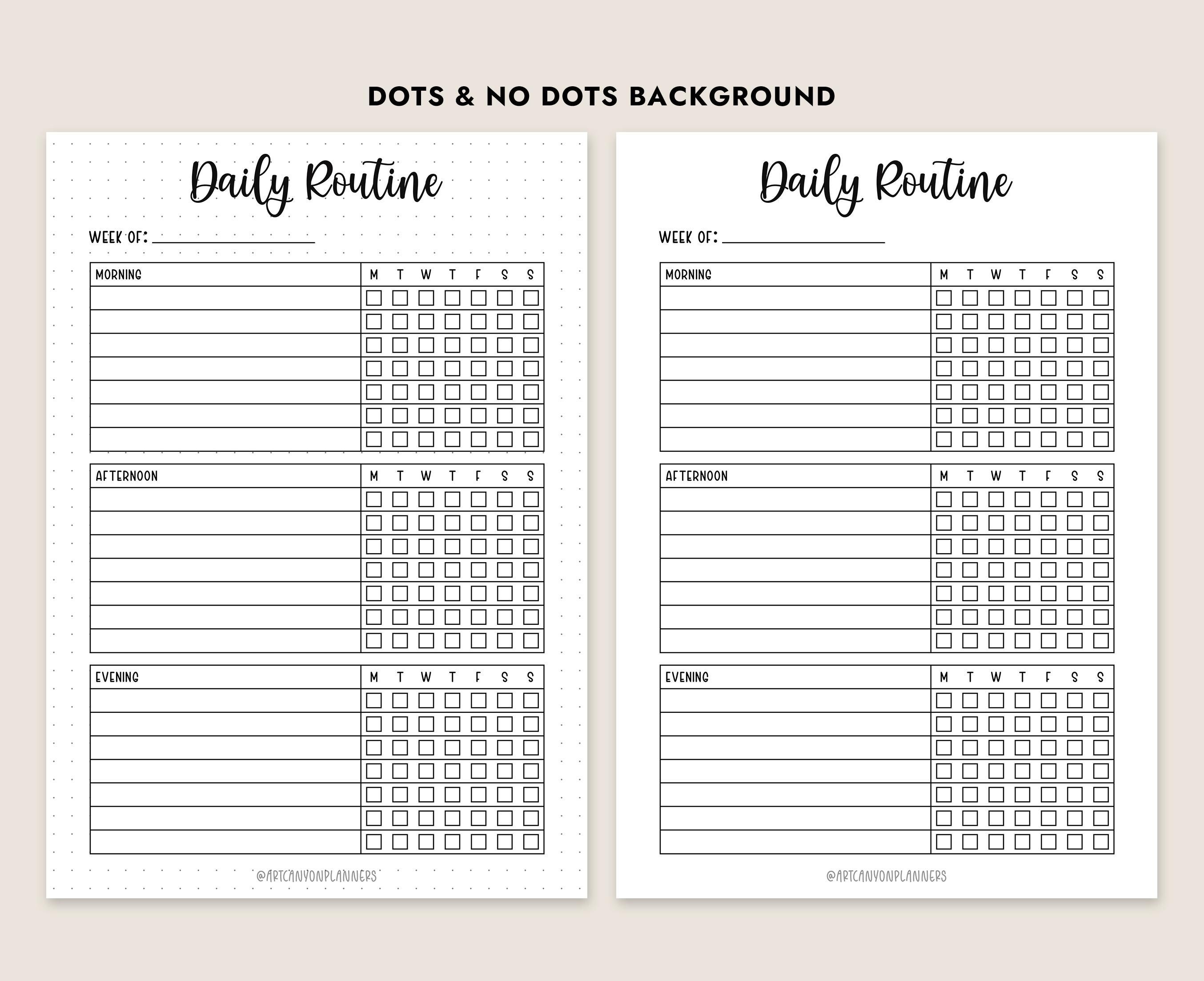 Daily Routine Planner Printable A4 Letter A5 Journal Size Instant ...