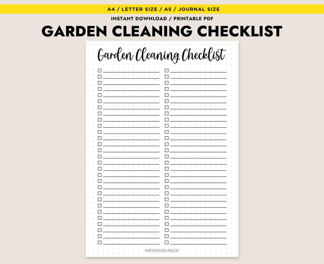Garden Cleaning Checklist Printable Yard Work to Do List Garden Journal ...