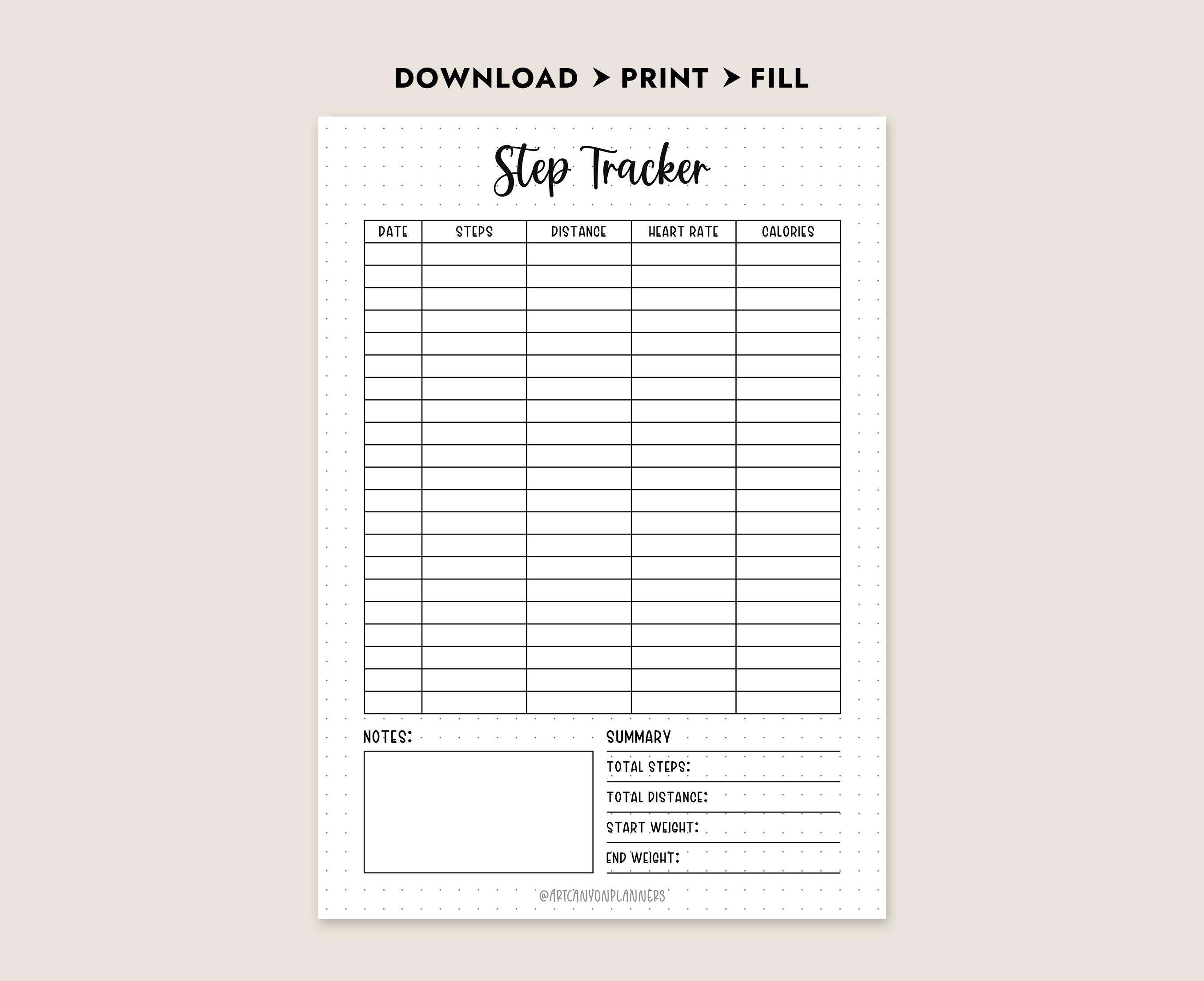 Kellogs Step Tracker Step Tracker Printable - Walking Log Tracker Workout Exercises Digital ...