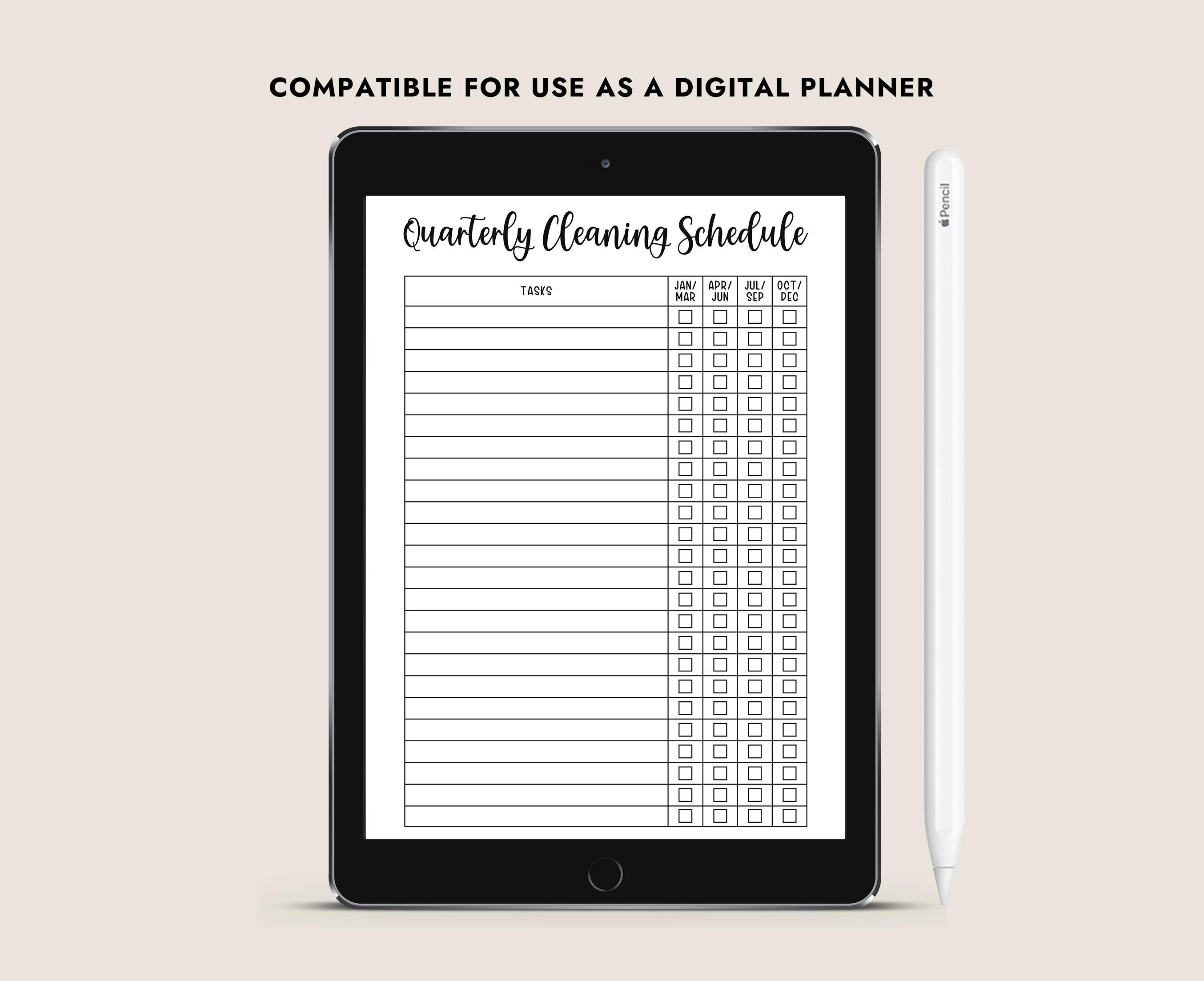 Quarterly Cleaning Schedule Printable Planner Insert A4 A5 Letter ...