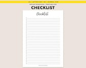 Printable Checklist Template To Do List Instant Download A4 A5 Letter Size Journal Planner Insert PDF