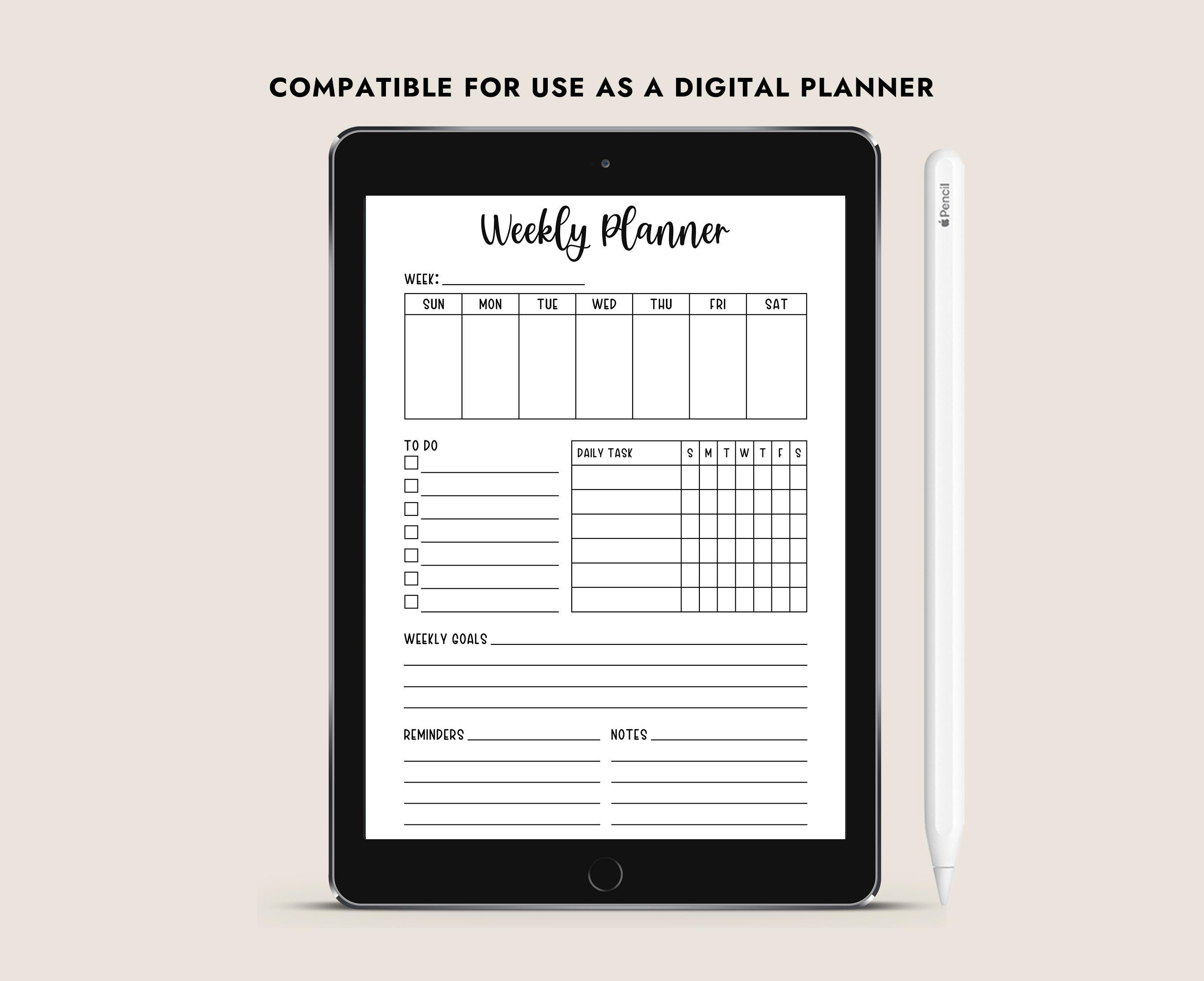 Weekly Planner Printable A4 A5 Letter Size Journal PDF Instant Download ...