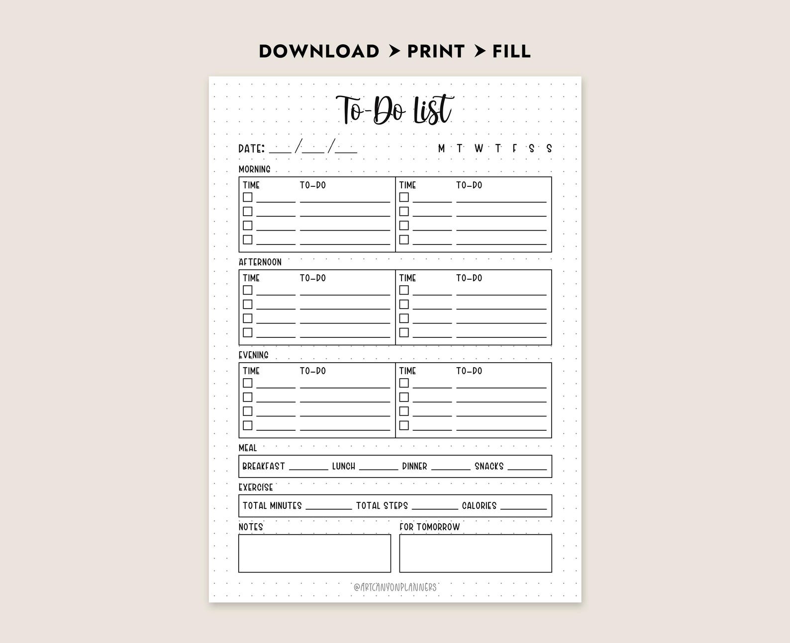 Daily to Do List Printable A4 A5 Letter Size Productivity Planner ...