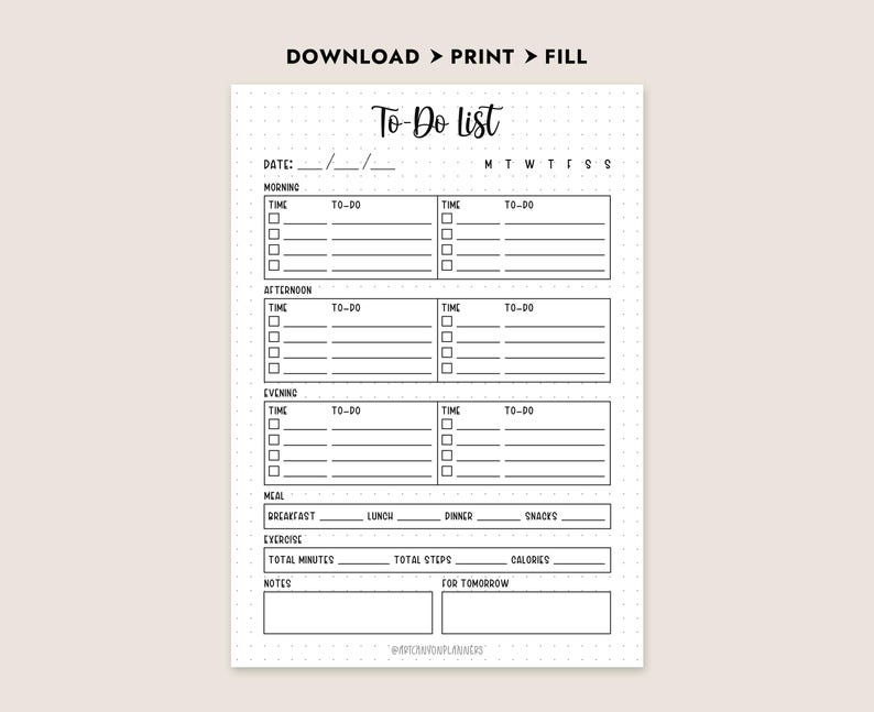 Daily to Do List Printable A4 A5 Letter Size Productivity Planner ...
