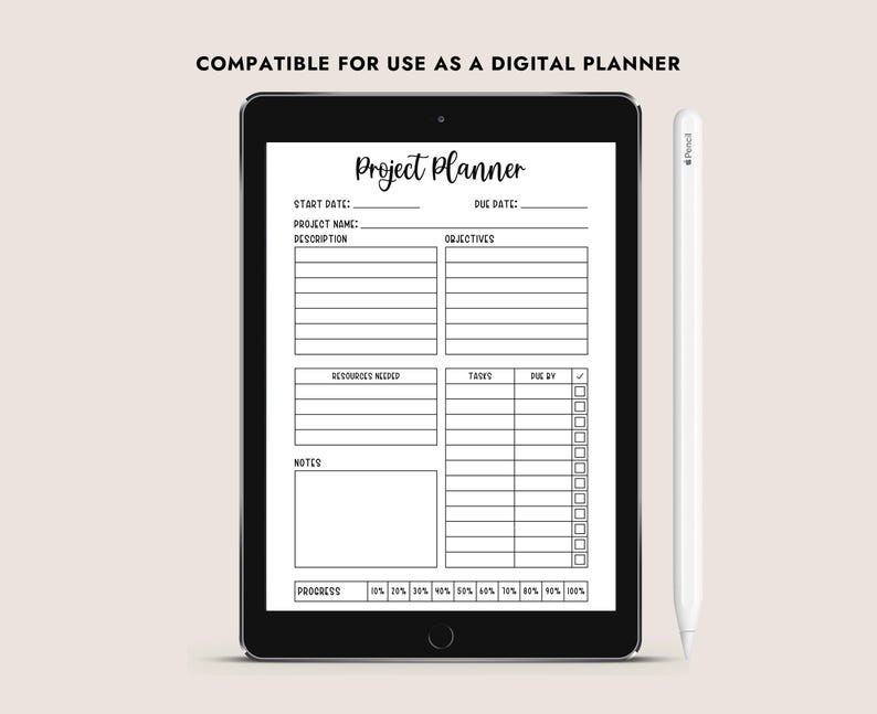 Project Planner Printable A4 Letter A5 Journal Size Instant Download ...