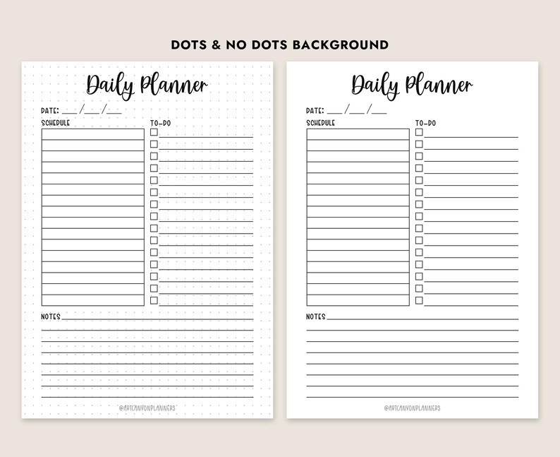 Daily Planner Printable PDF A4 A5 Letter Journal Size Undated Schedule ...