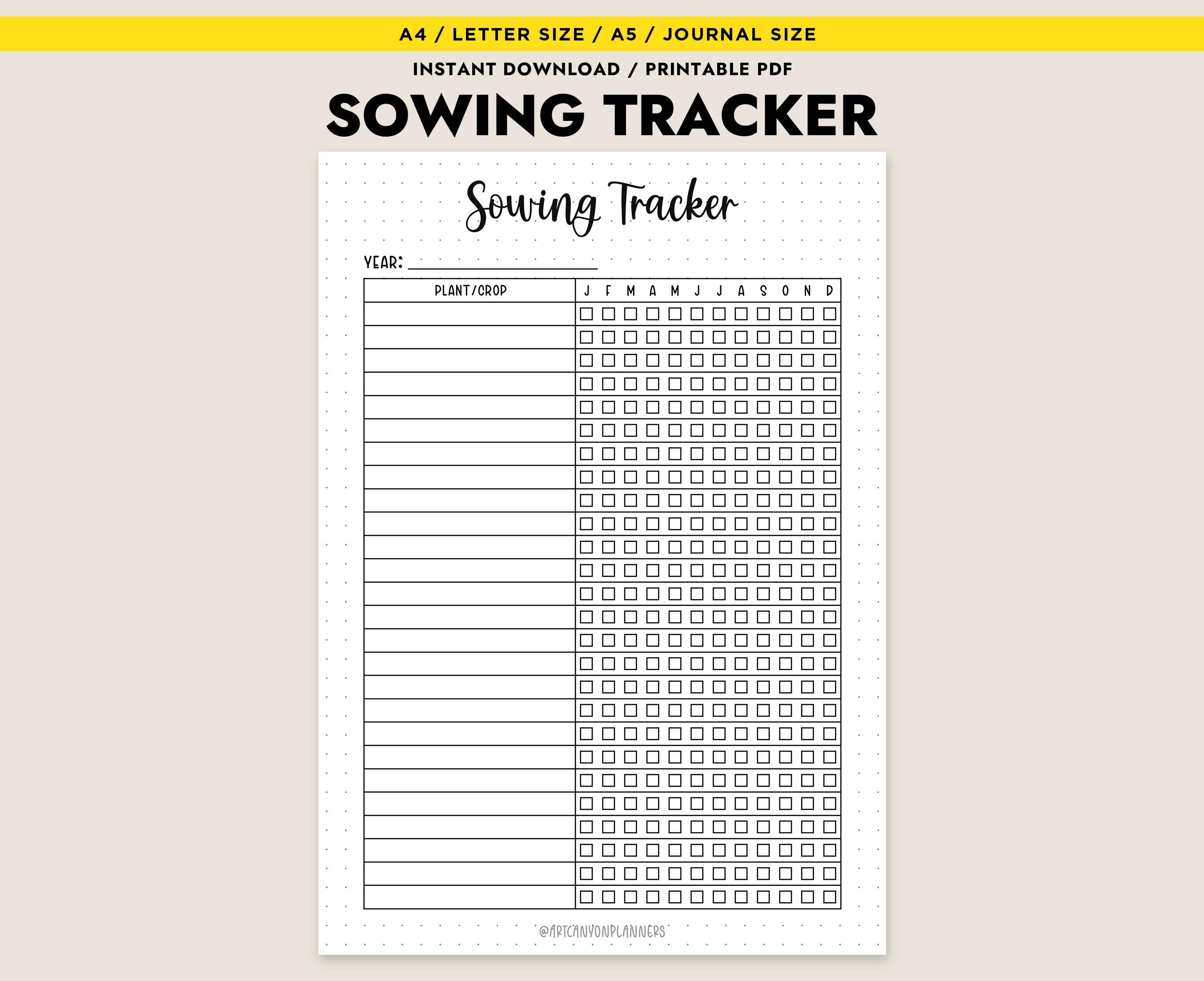 Sowing Tracker Printable Garden Planner Seed Starting Log A4 A5 Letter ...
